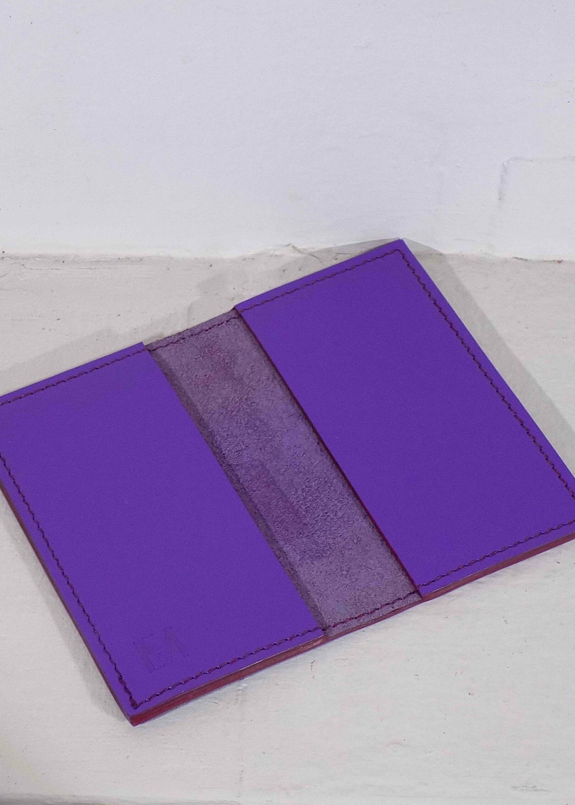 Porte-cartes simple violet ouvert