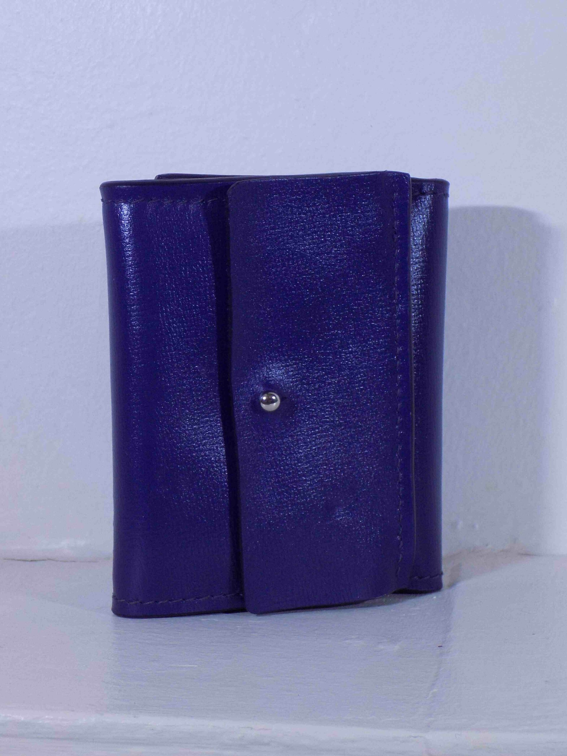 Portefeuille cuir bleu marine - vue intérieure