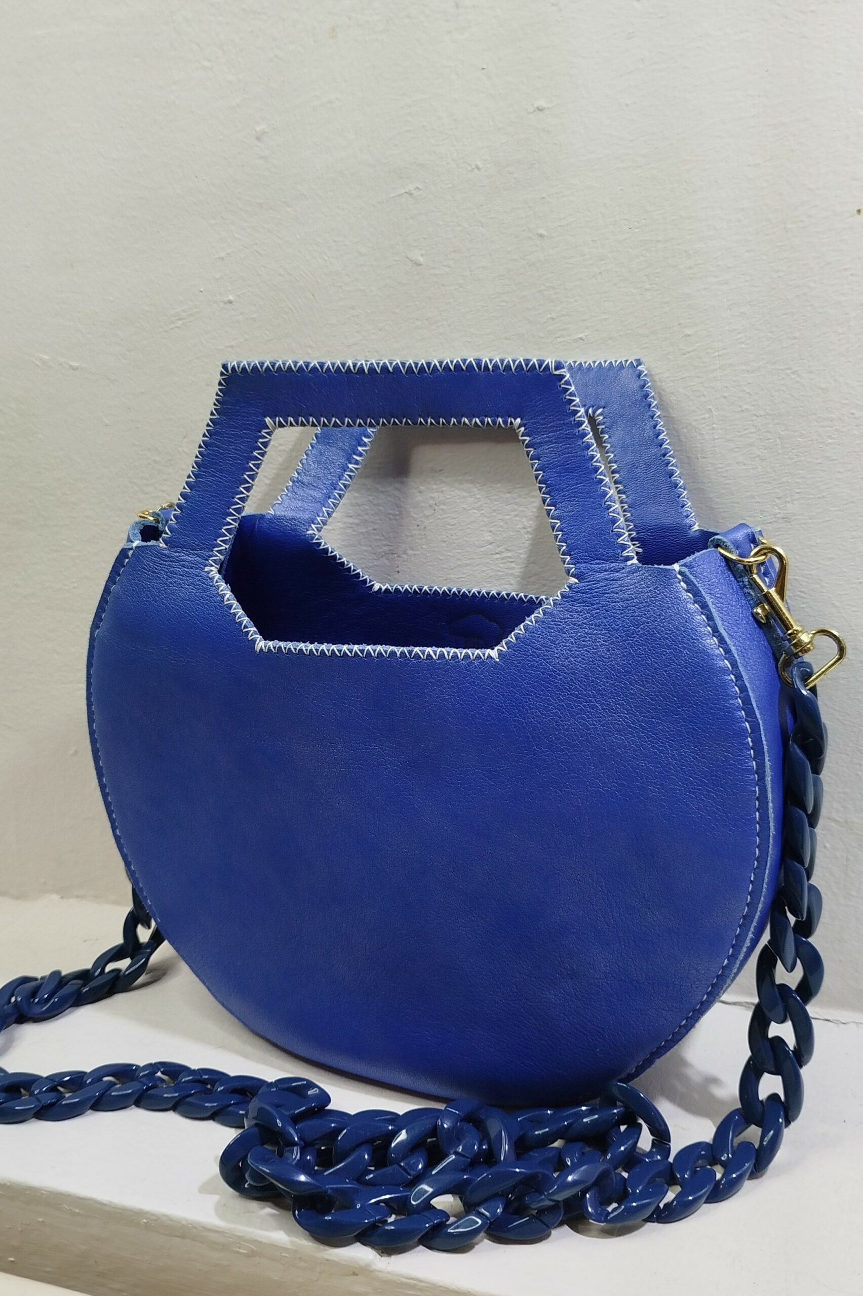 sac en cuir bleu