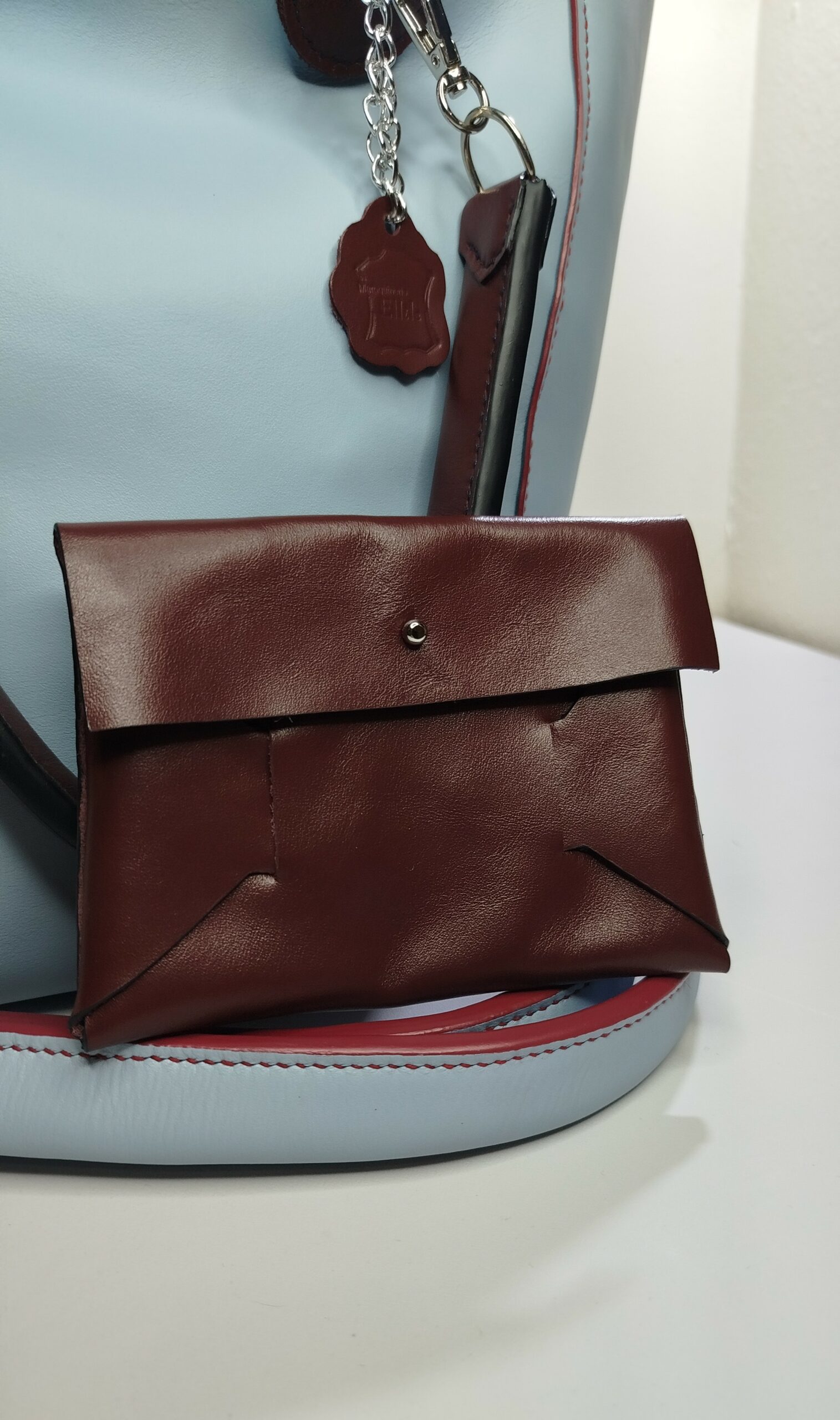 Sac cabas st-tropez bleu et bordeaux pochette bordeaux