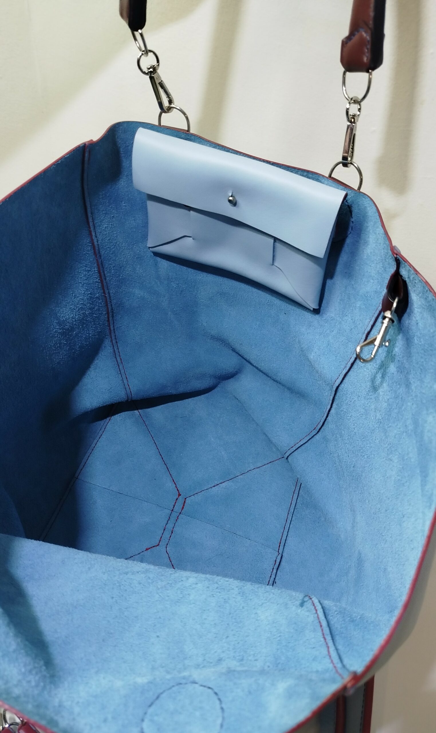 Sac cabas st-tropez bleu et bordeaux intérieur sac