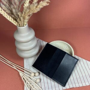 Porte-cartes noir lisse vue ouvert