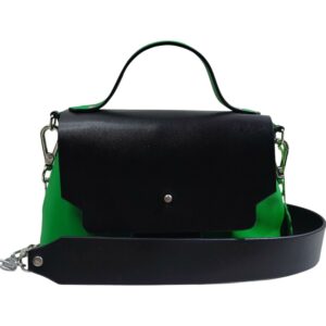 Sac Milan en cuir vert et noir - vue de face