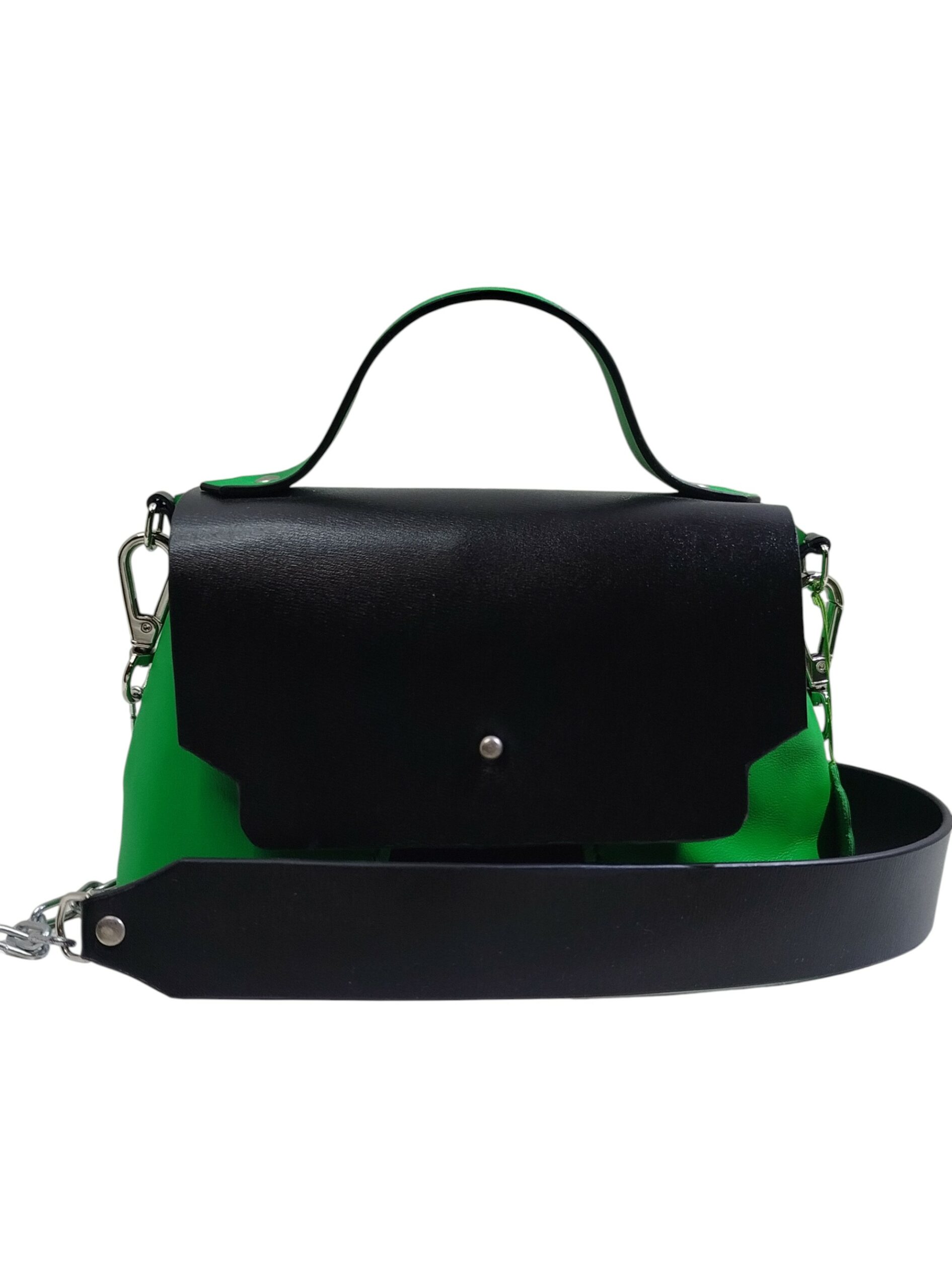 Sac Milan en cuir vert et noir - vue de face