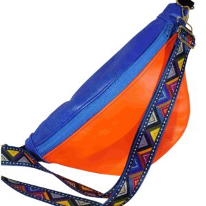 Banane orange et bleu en cuir