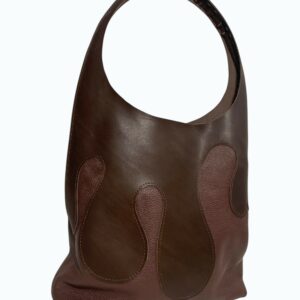 Sac vague en cuir marron vue de face