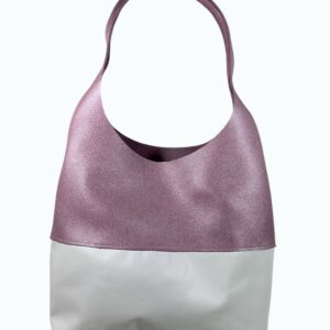 Sac en cuir bicolore blanc et rose vue de face