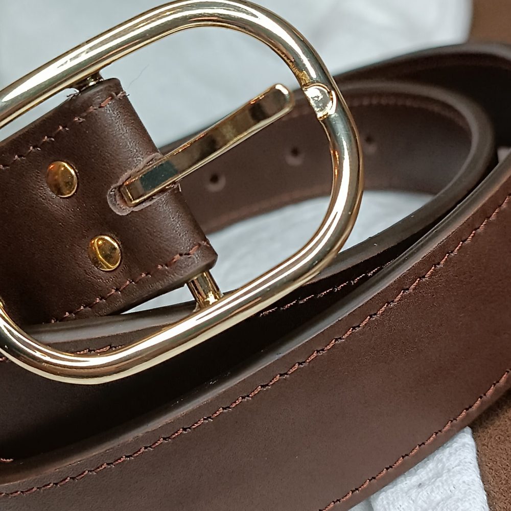 Ceinture en cuir de Veau lisse Marron
